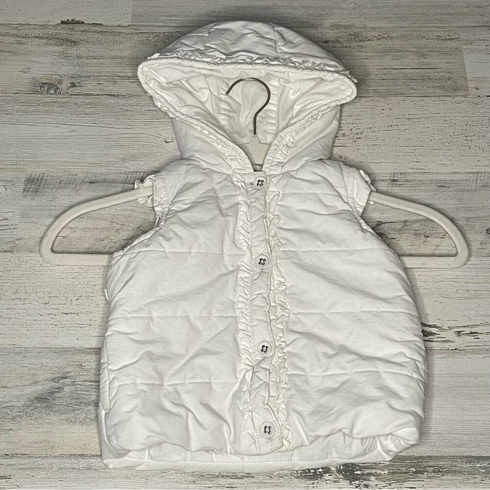 🍁 Janie and Jack Girls 12-24 Months‎ Ruffle Quilted Vest White